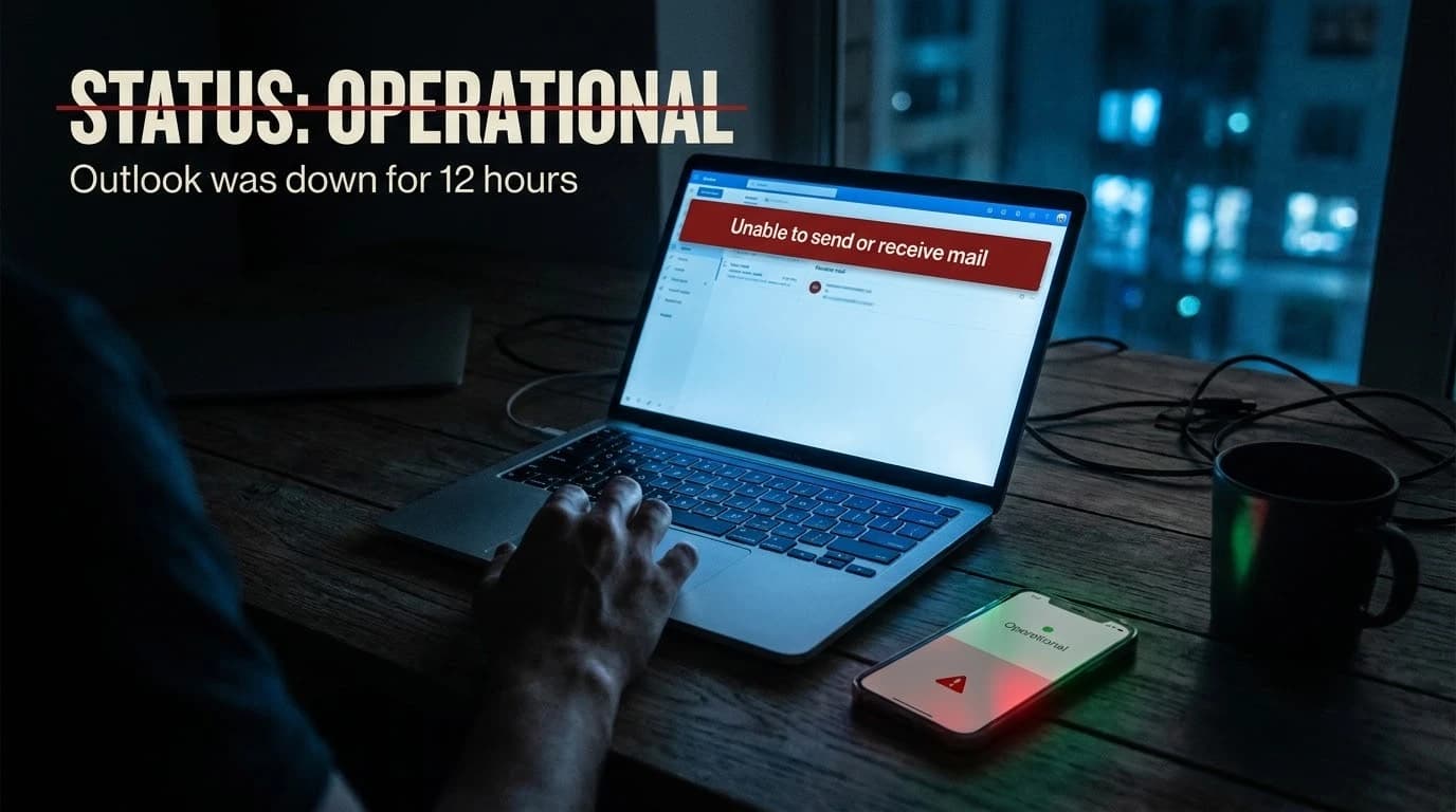 Cover Image for Microsoft's Status Page Said 'Operational.' Outlook Was Down for 12 Hours.