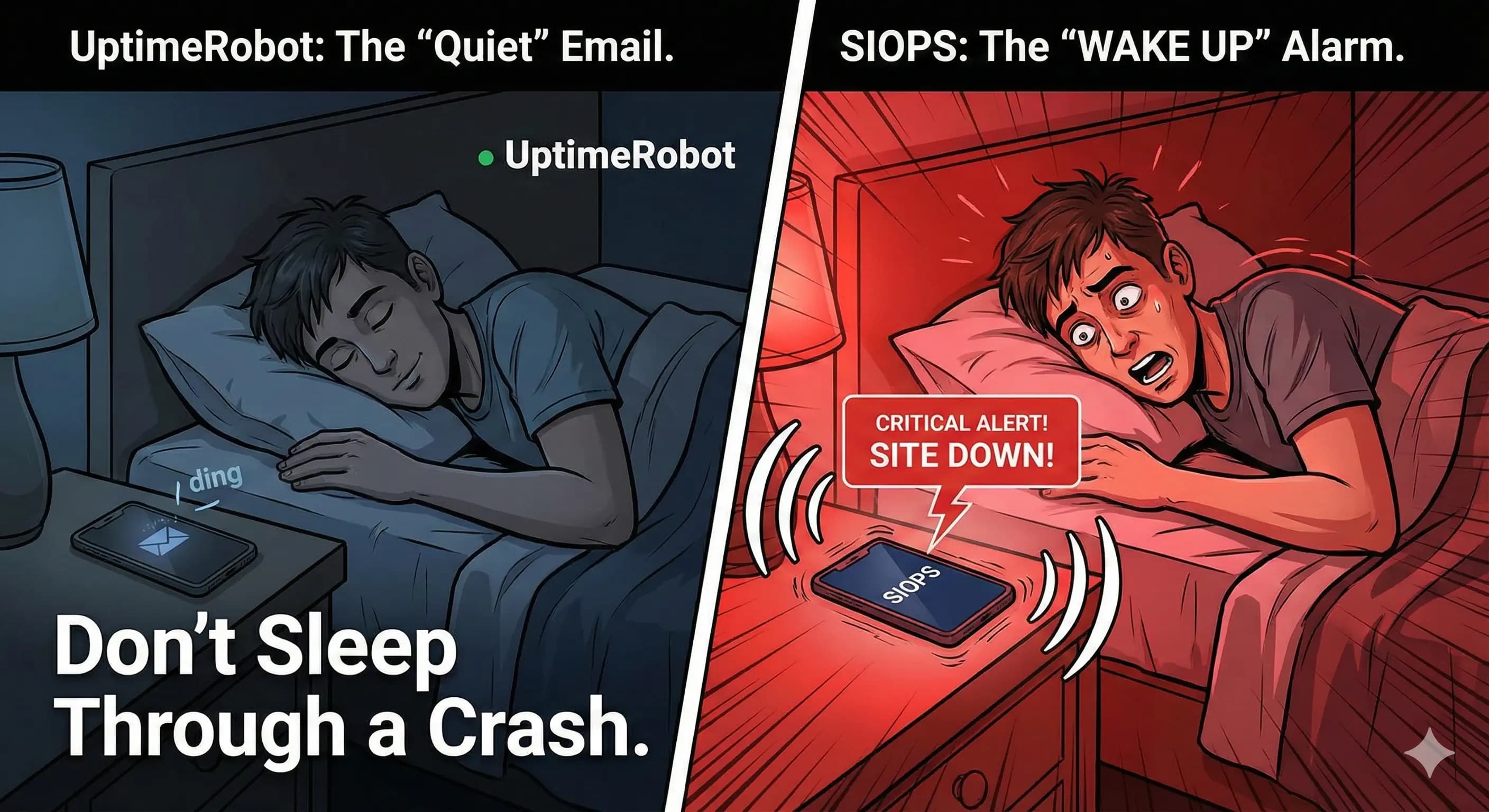 Cover Image for UptimeRobot vs. SIOPS: Why "Free" Email Alerts Are Costing You Clients